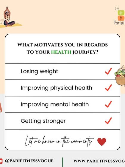 A poll asking what motivates you on your health journey: losing weight, improving physical health, or getting stronger.