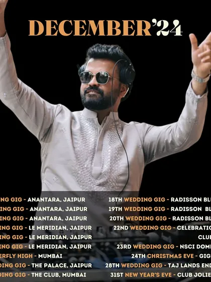 December was a whirlwind of beats and back-to-back magic. This gig log shows the non-stop schedule I manage during the peak wedding season.