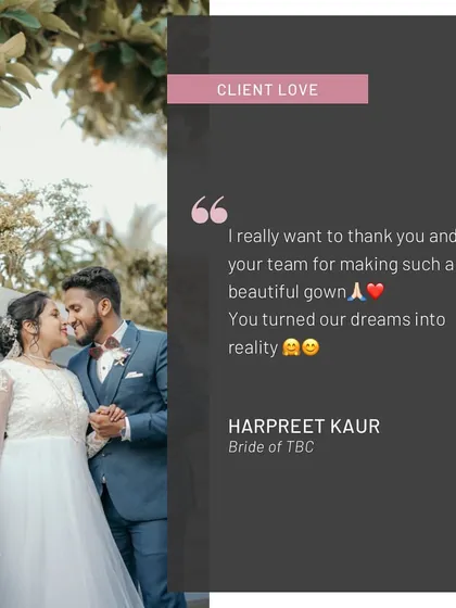 "You turned our dreams into reality." Reading messages like this from my bride Harpreet makes all the hard work worth it. Thank you for trusting me with such an important dress!