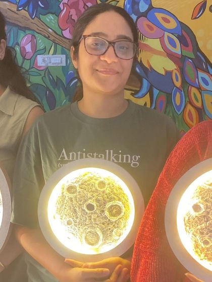 Another successful artist from our 3-D Moon workshop. These sessions are designed to be fun and accessible for everyone, regardless of artistic experience.