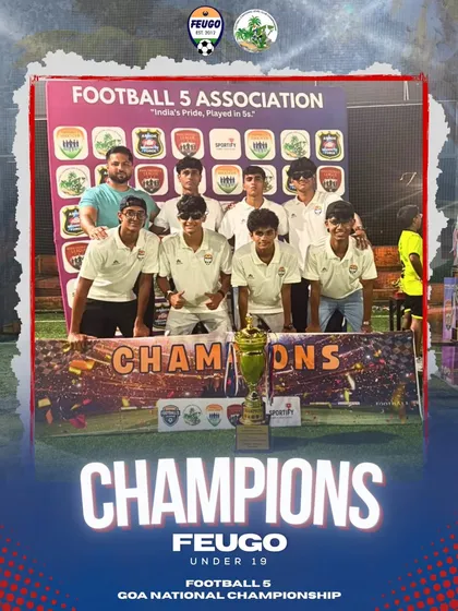 Our U19 team celebrating their championship win at the Football 5 Goa National Championship. A proud moment for the players and the entire academy.