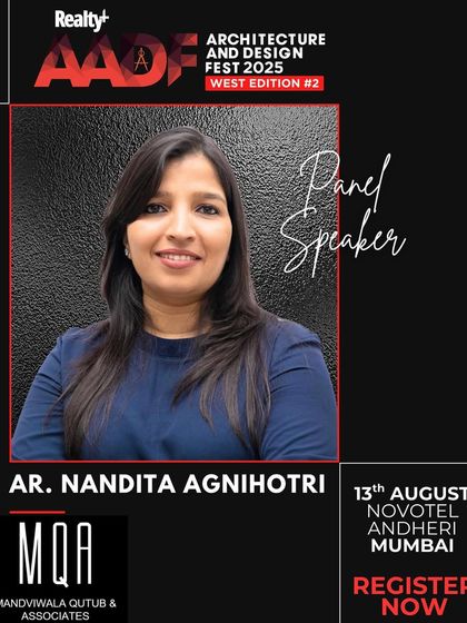 A promotional graphic for a panel where our Senior Associate, Nandita Agnihotri, will be speaking on how technology is redefining the language of design. I am proud to see my team members recognized as thought leaders.