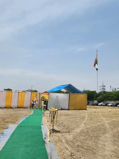 The site preparation for the bhoomi poojan ceremony at the future Venkateswar super speciality hospital. Even the earliest stages of a project require careful planning and coordination, which is a fundamental part of my service.