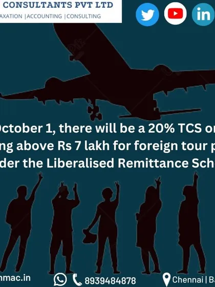 If you are planning a foreign trip, be aware that a 20% Tax Collected at Source (TCS) applies to spending above Rs 7 lakh for foreign tour packages under the Liberalised Remittance Scheme (LRS).