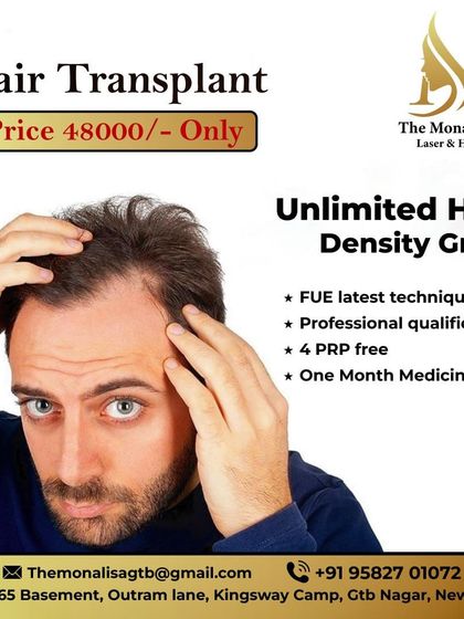 Our hair transplant package provides unlimited high-density grafts using the latest FUE technique. The package also includes four complimentary PRP sessions and a month of post-procedure medicine.