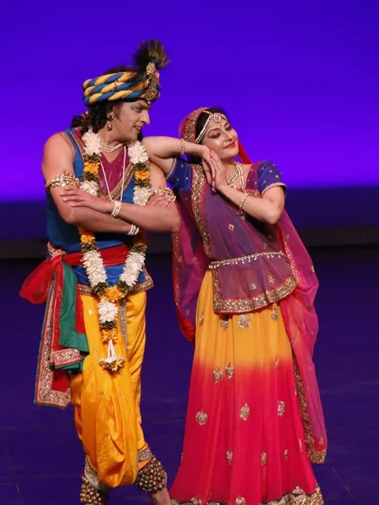 A moment from our 'Bahurang' show in Portland. The chemistry between me and Rajendra on stage is something we have nurtured over decades of performing together, allowing us to tell stories with a shared artistic voice.