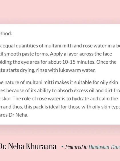 The natural absorbency of Multani Mitti makes it ideal for oily skin, while rose water helps to hydrate and calm. This simple DIY pack is a great way to support your skin during periods of high pollution.