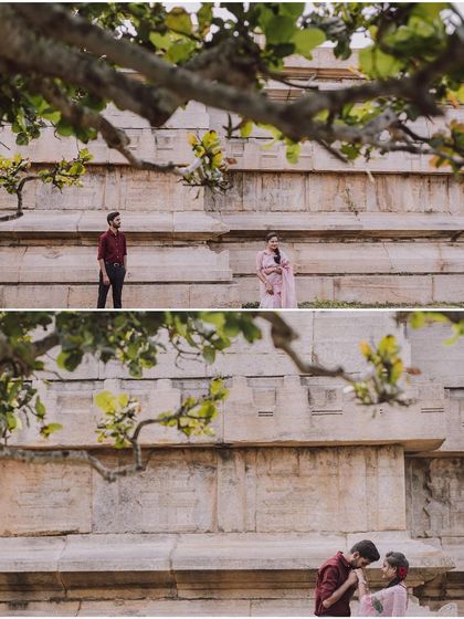 A duplicate of ID 195, this collage showcases a couple's romantic moments in a rustic, vintage-themed setting.