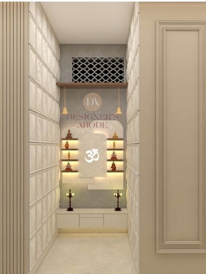 This mandir unit is designed to be a realm of tranquility. Infused with subtle colors and intricate light details, the sacred space blends tradition with contemporary elegance, creating a serene haven for worship.