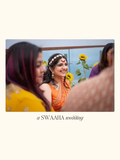 The bride, glowing and happy, surrounded by her loved ones during the intimate Chooda ceremony.