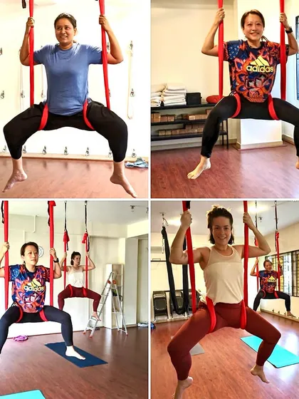 Our aerial classes with Dushyanth bring so much fun into the shala. He is a phenomenal teacher who helps students open up to monumental shifts in perspective.