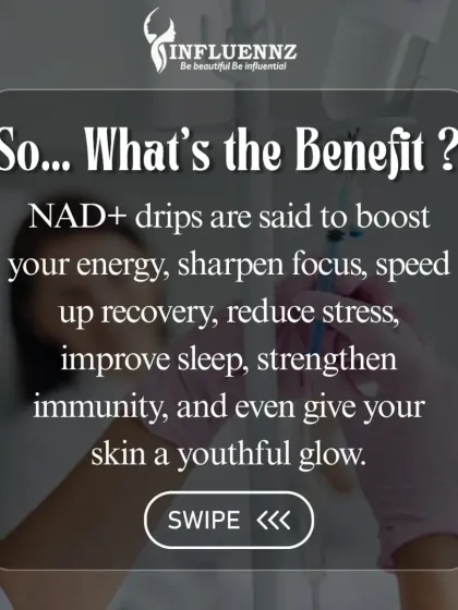 The benefits of NAD+ drips are extensive. They are known to boost energy, sharpen focus, speed up recovery, reduce stress, improve sleep, strengthen immunity, and give your skin a youthful glow.