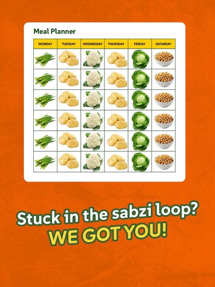 Stuck in the sabzi loop? We got you! Our menu changes every week, so you get variety without having to think about it.