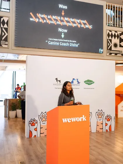 It's not just about training dogs; it's about educating people. I was honored to be a guest speaker at WeWork, sharing my journey from a corporate job to a full-time canine coach and advocating for responsible pet ownership.