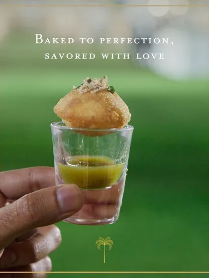 A modern take on a street food classic. Our Pani Puri is served in a shot glass, with the crisp puri resting on top, ready to be filled with tangy water for a burst of flavour.