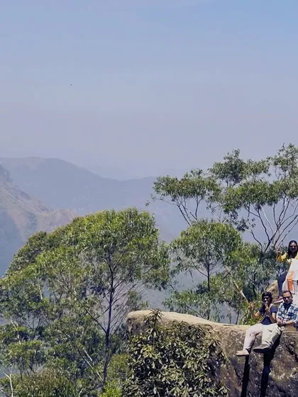 A wide shot of our group at a Kodaikanal viewpoint.
