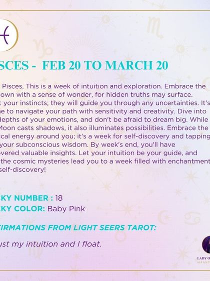 A weekly forecast for Pisces about intuition and exploration. This reading encourages you to embrace the unknown with a sense of wonder, as hidden truths may surface.