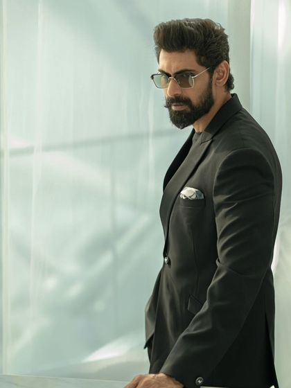 A profile view of Rana Daggubati's Gaurav Gupta look. The strong shoulder line and clean silhouette demonstrate the power of minimalist, well-executed tailoring.