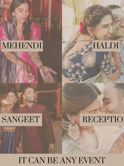 Mehendi, Haldi, Sangeet, Reception. It can be any event, and we are here to style you for it. We create distinct looks for each function that align with the theme and your personal style.