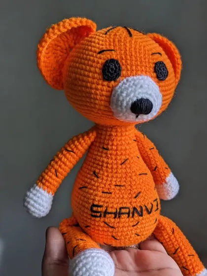Another view of the custom tiger doll.