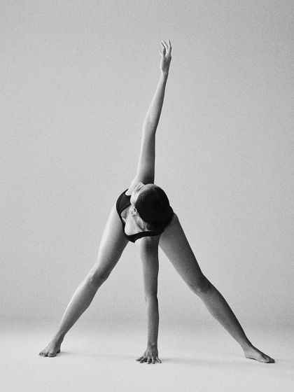 A single, powerful yoga pose. This black and white series was about celebrating the strength, flexibility, and beauty of the human body in motion.