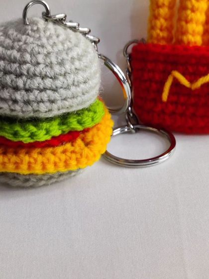 For the fast-food lover, a set of burger and fries keychains.