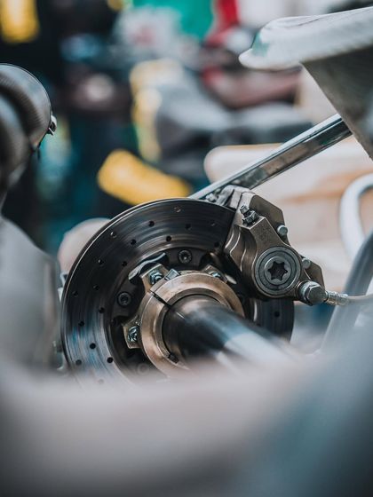 A close up of a kart's brake disc.