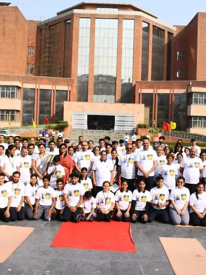Here is a wonderful group of participants at a large-scale 'Yogotsav' event I conducted. I am experienced in leading sessions for groups of any size, from small teams to large gatherings of 500 or more, ensuring everyone feels included and rejuvenated.