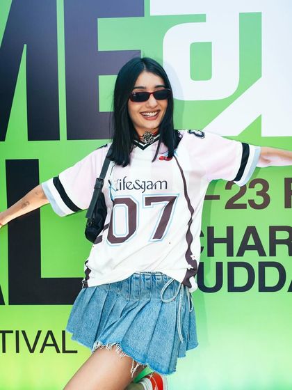 Posing in front of the Homegrown Festival branding. It was an amazing experience to not just play, but also shape a part of the festival's musical journey.