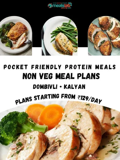 My Non-Veg Meal Plans are designed to be both effective and affordable, starting from just ₹129 per day. This shows a few of my popular chicken preparations, perfect for lean muscle gain and available for delivery in Dombivli and Kalyan.