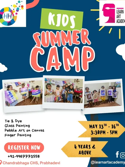 My summer camps are packed with exciting activities for kids aged 4 and above. From Tie & Dye to Pebble Art, we ensure a creative and fun-filled holiday break for your little ones.