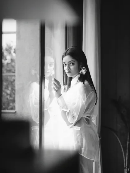 A beautiful black and white shot with a reflection, creating an artistic and ethereal feel.
