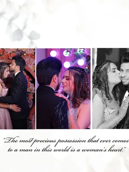 A simple yet powerful collage with a heartfelt quote. The mix of color and black and white photos beautifully captures the couple's loving and tender interactions.