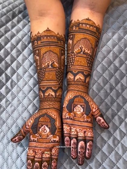 A bold and beautiful design using negative space to create a dramatic effect with palace and elephant motifs.