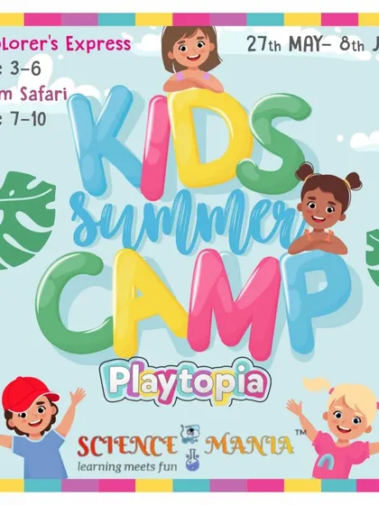Our Kids Summer Camp is the perfect way to beat the holiday boredom. This graphic shows our two distinct programs, the Explorer's Express for ages 3-6 and the STEM Safari for ages 7-10, blending learning with non-stop fun.