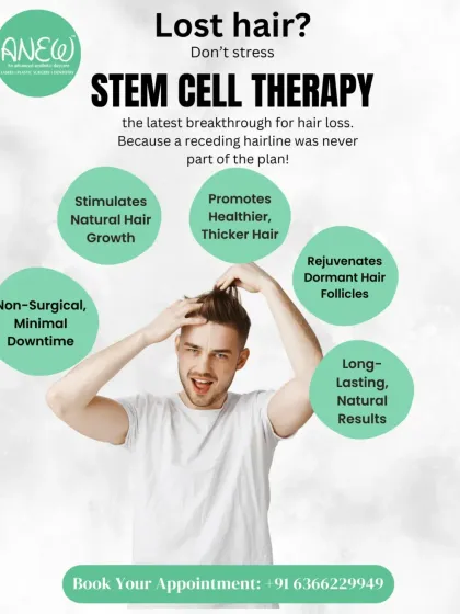 This is a breakthrough treatment for hair loss. Stem Cell Therapy rejuvenates dormant follicles and stimulates natural, thicker hair growth. It's a non-surgical option with minimal downtime and long-lasting results.