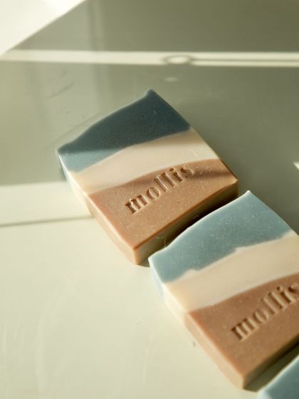 The beautiful, clean lines of my three-layered soap bars.