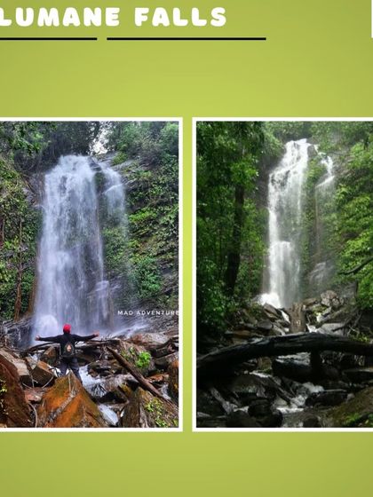 A collage showcasing the different levels of Hidlumane Falls, a key attraction on our popular Kodachadri trek.