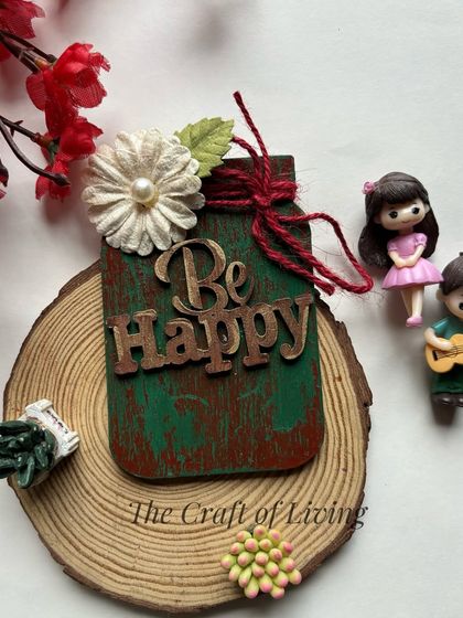 Another version of the "Be Happy" magnet, this time with a distressed green finish. These magnets are perfect for adding a little positivity to your day.