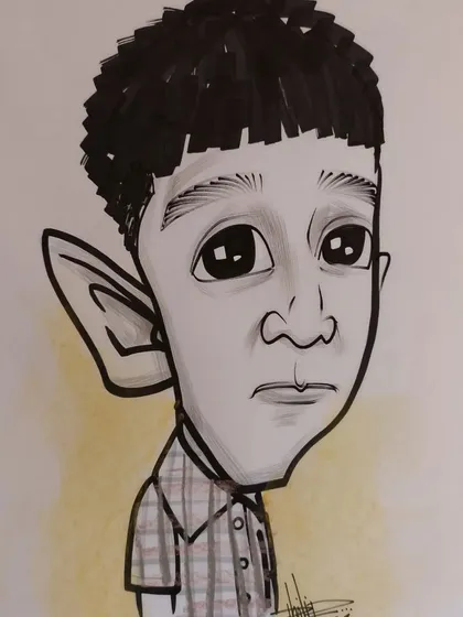 A more stylized caricature of a young boy. I can vary my style from cute to more exaggerated depending on the person.