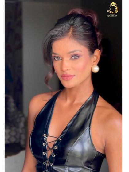 The final look, a stunning and edgy textured French twist.