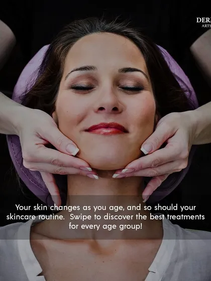 Your skin changes as you age, and so should your routine. This image introduces a carousel on the best treatments for every age group.