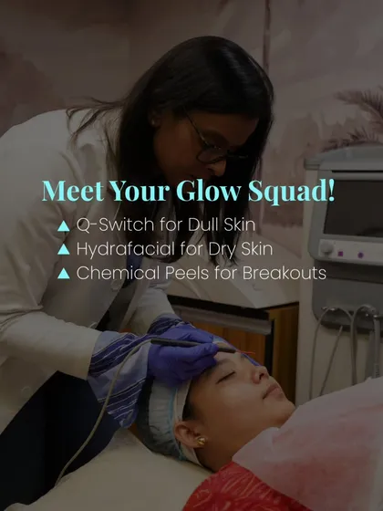Meet your glow squad for tackling signs of ageing and dullness. We combine treatments like Q-Switch, Hydrafacial, and Chemical Peels for a comprehensive skin rejuvenation plan.