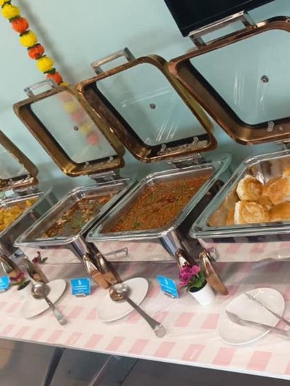 The full buffet line for the Diwali corporate lunch at Jotun India. The spread included a variety of main courses, breads, and side dishes to create a complete and satisfying festive meal.