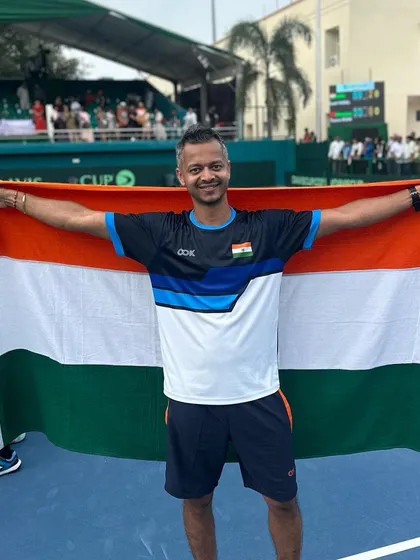 Holding the tricolor on my birthday after a successful Davis Cup tie. There's no better gift than contributing to the team's success and feeling the support from everyone.