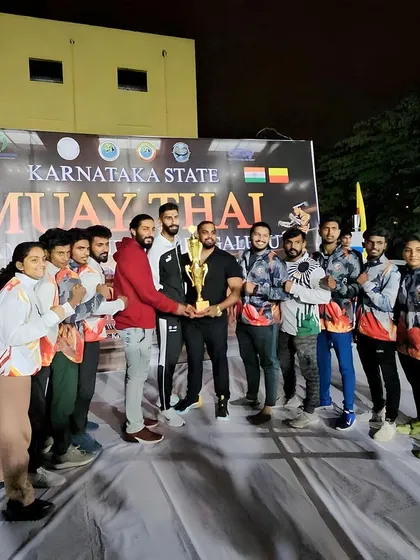 We are a team of champions. I am incredibly proud to stand with my fighters after a successful run at the Karnataka State Muay Thai Championship. We bring home the gold through hard work.