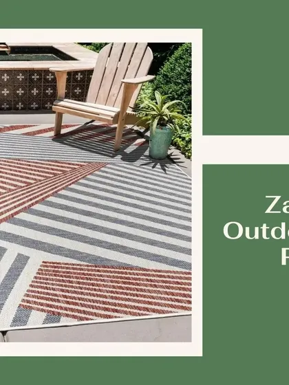 An outdoor rug is a great way to define a seating area and add a pop of color and texture. This Jill Zarin rug features a bold geometric pattern that can anchor your outdoor furniture arrangement.