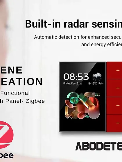 Our advanced control panels feature built-in radar sensing for automatic detection of human presence. This enhances security and improves energy efficiency by ensuring lights are only on when a room is occupied.