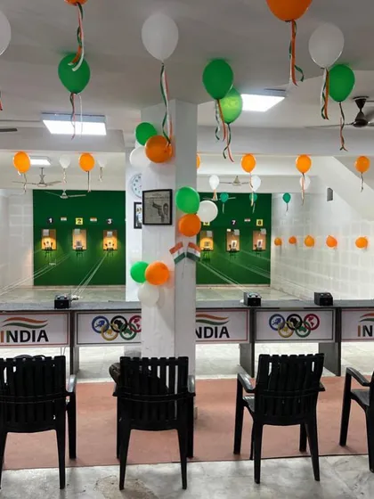 Our shooting range decorated in the colors of the national flag for Independence Day. The academy is a place where we celebrate our nation's pride.