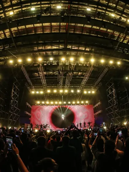A view from our side. We manage massive arena tours, ensuring every seat in the house gets a mind-blowing view and feels the energy from the stage. This is what a packed house looks like.